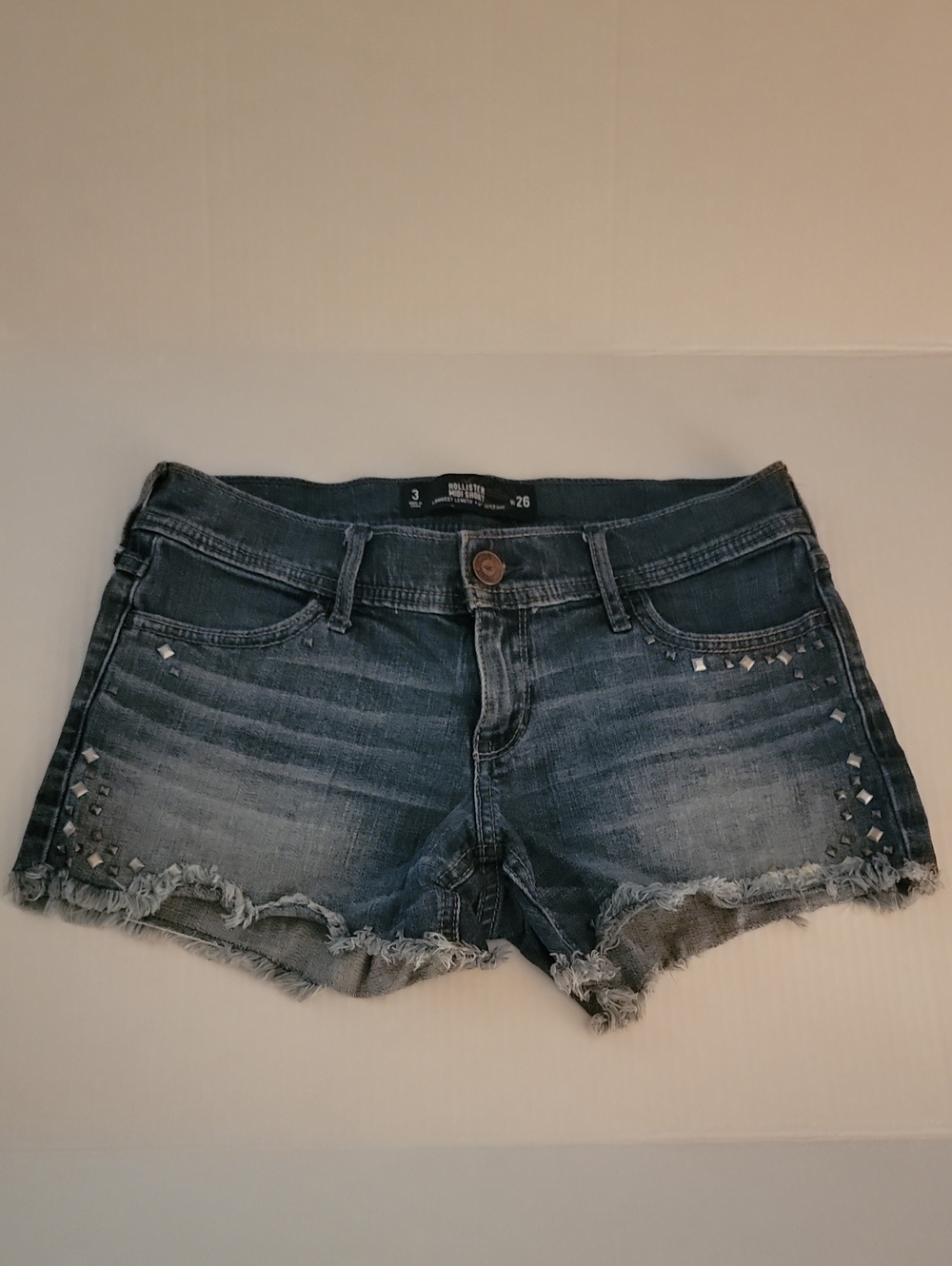 Hollister Women's Dark Blue Studded Denim Cutoff Shorts